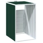 vidaXL Úložný priestor na odpadkový kôš na kolieskach na jeden odpadkový kôš zelený 72x81x115 cm oceľový – Obrázok 7