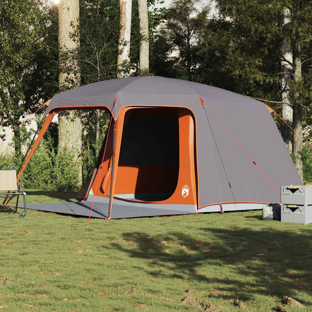 4009583_1.jpg vidaXL Kempingový stan s verandou, 5-miestny, sivo-oranžový, vodeodolný – Obrázok 1