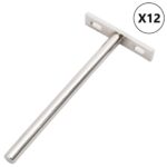 vidaXL Plávajúce konzoly na police 12 ks Neviditeľné Ø10x150 mm Uhlíková oceľ