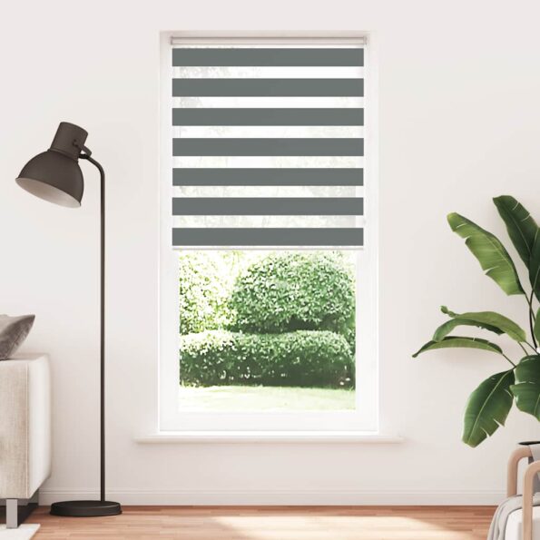 vidaXL Zebrová roleta tmavosivá 115x230 cm šírka látky 110,9 cm polyester – Obrázok 2