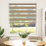 vidaXL Zebrová roleta pieskovo hnedá 110x100 cm šírka látky 105,9 cm polyester – Obrázok 2