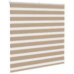 vidaXL Zebrová roleta pieskovo hnedá 140x100 cm šírka látky 135,9 cm polyester – Obrázok 3