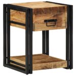vidaXL Nočné stolíky 2 ks 40x40x50 cm masívne surové drevo mango – Obrázok 13