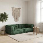 vidaXL 2-miestna modulárna pohovka zelená 140x70x36 látka