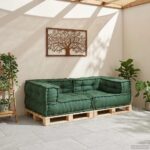 vidaXL 2-miestna modulárna pohovka zelená 140x70x36 látka – Obrázok 3