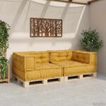 vidaXL 2-miestna modulárna pohovka, žltá 140x70x36, látka – Obrázok 3
