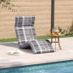 vidaXL Skladacie ležadlo sivé, kockovaný vzor 175x54x8,5 cm, oxfordská látka – Obrázok 3