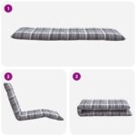 vidaXL Skladacie ležadlo sivé, kockovaný vzor 175x54x8,5 cm, oxfordská látka – Obrázok 7