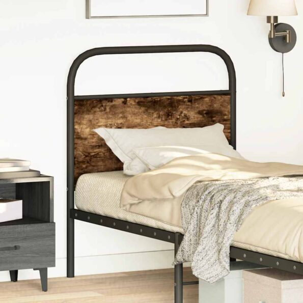 vidaXL Náhradné čelo postele, dymový dub, 75 cm, oceľ a umelé drevo – Obrázok 2