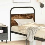 vidaXL Náhradné čelo postele, dymový dub, 80 cm, oceľ a umelé drevo – Obrázok 2