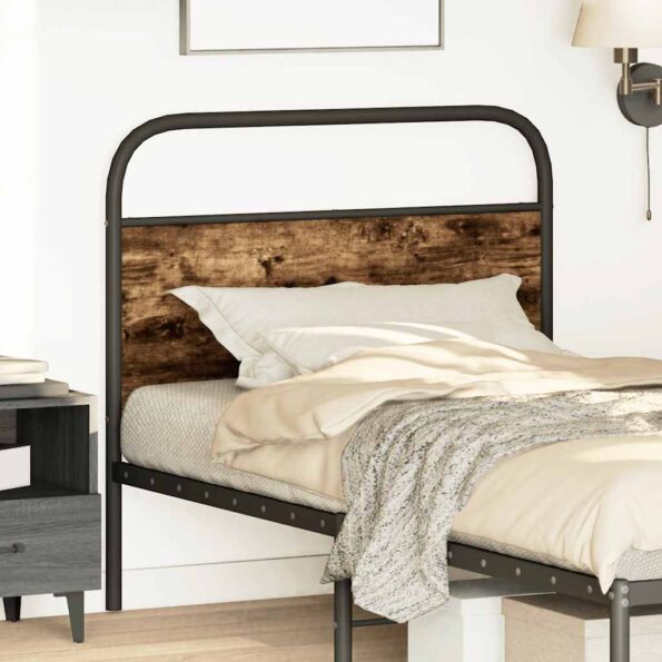 vidaXL Náhradné čelo postele, dymový dub 107 cm, oceľ a umelé drevo – Obrázok 2
