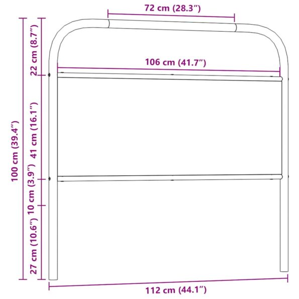 vidaXL Náhradné čelo postele, dymový dub 107 cm, oceľ a umelé drevo – Obrázok 7