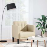 vidaXL Rozkladacia pohovka s podrúčkami, krémová, 53 cm, látka