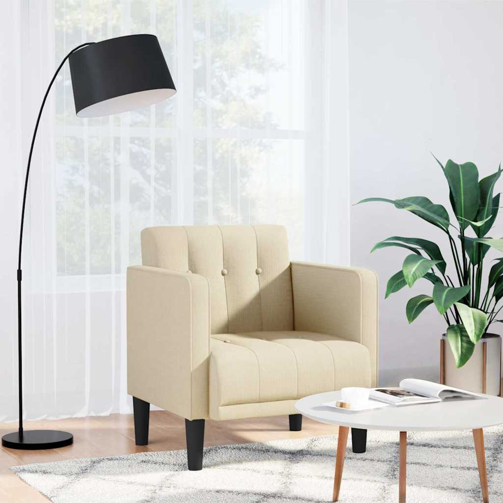 4100548_1.jpg vidaXL Rozkladacia pohovka s podrúčkami, krémová, 53 cm, látka – Obrázok 1