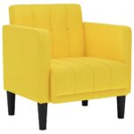 vidaXL Rozkladacia pohovka s podrúčkami, svetložltá, 53 cm, látková – Obrázok 2