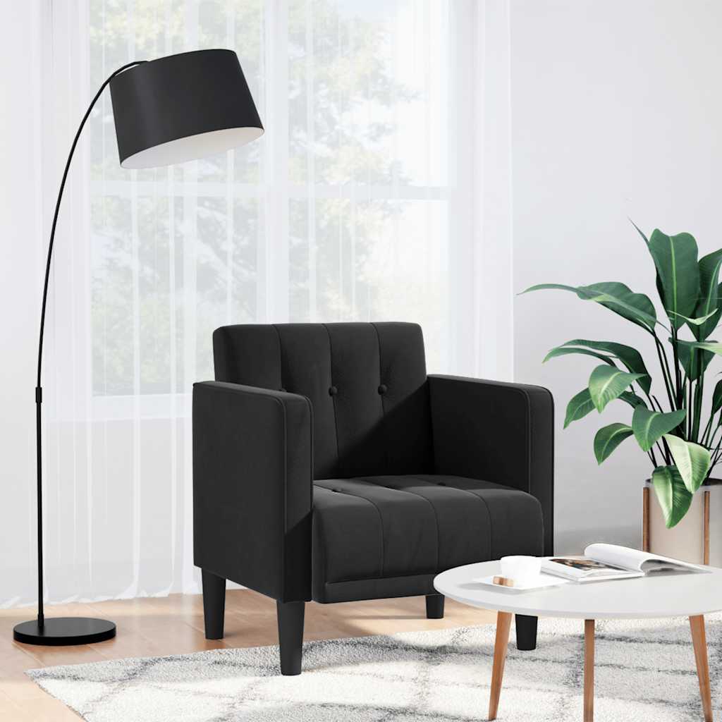 4100557_1.jpg vidaXL Rozkladacia pohovka s podrúčkami, čierna, 53 cm, zamat – Obrázok 1