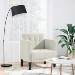 vidaXL Rozkladacia pohovka s podrúčkami, krémová, 53 cm, zamatová