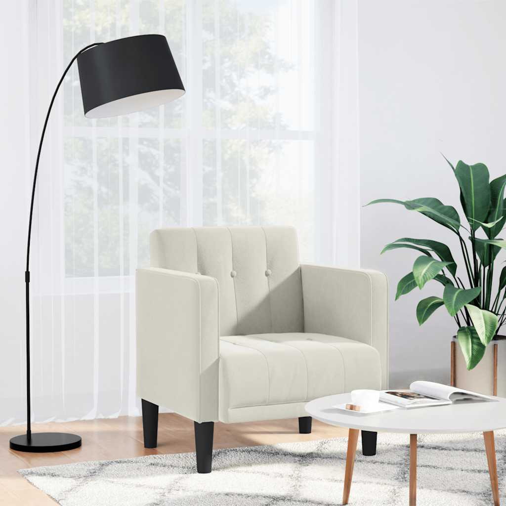 4100559_1.jpg vidaXL Rozkladacia pohovka s podrúčkami, krémová, 53 cm, zamatová – Obrázok 1