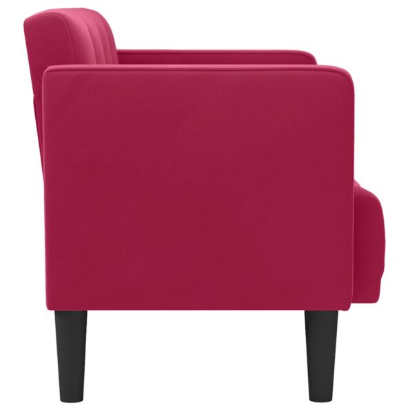 vidaXL Dvojpohovka, vínovo červená, 111 cm, zamat – Obrázok 4