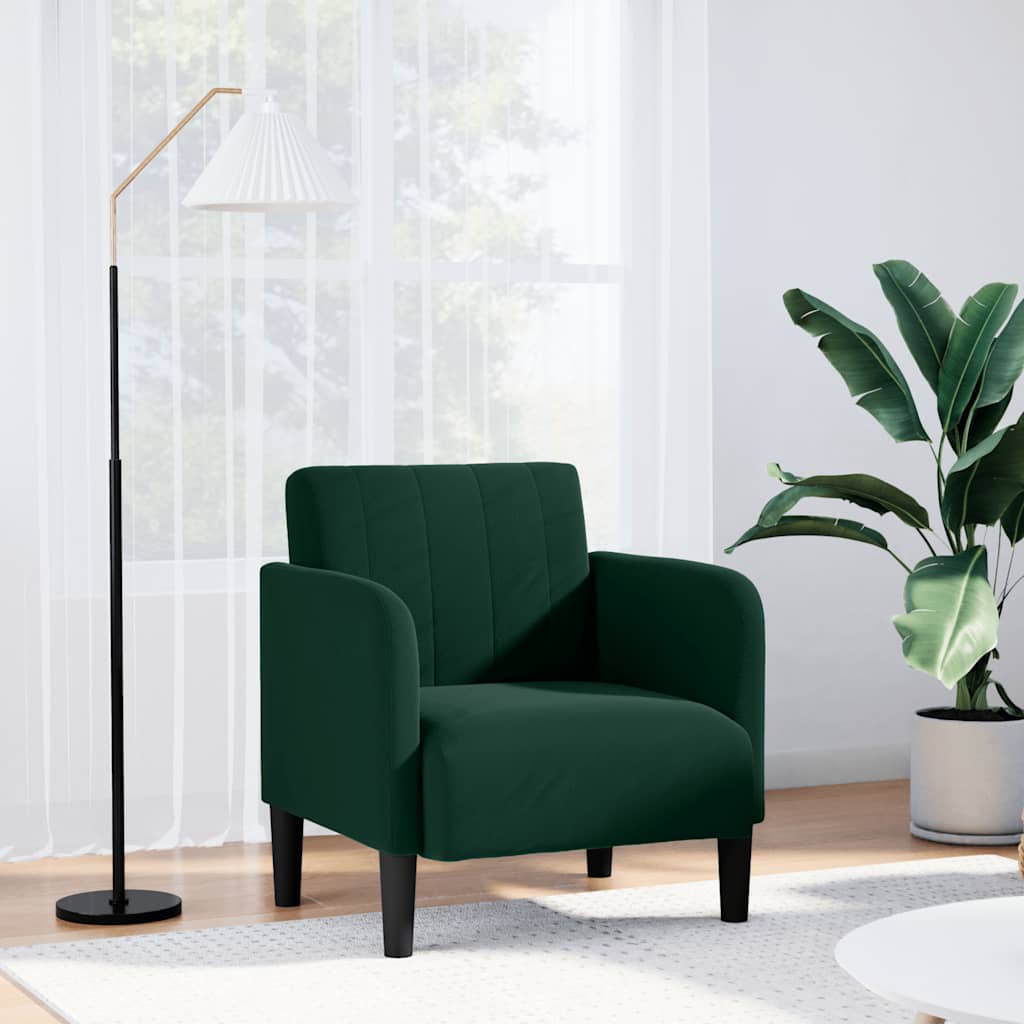 4100580_1.jpg vidaXL Rozkladacia pohovka s podrúčkami, tmavozelená, 54 cm, zamatová – Obrázok 1