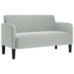 vidaXL Dvojpohovka svetlosivá 109 cm zamatová – Obrázok 2