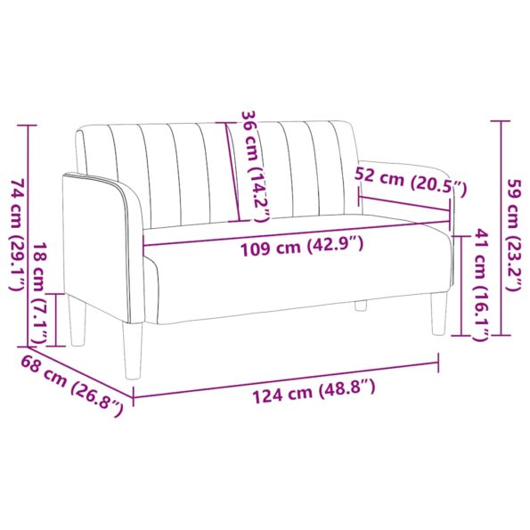 vidaXL Dvojpohovka žltá 109 cm zamatová – Obrázok 8