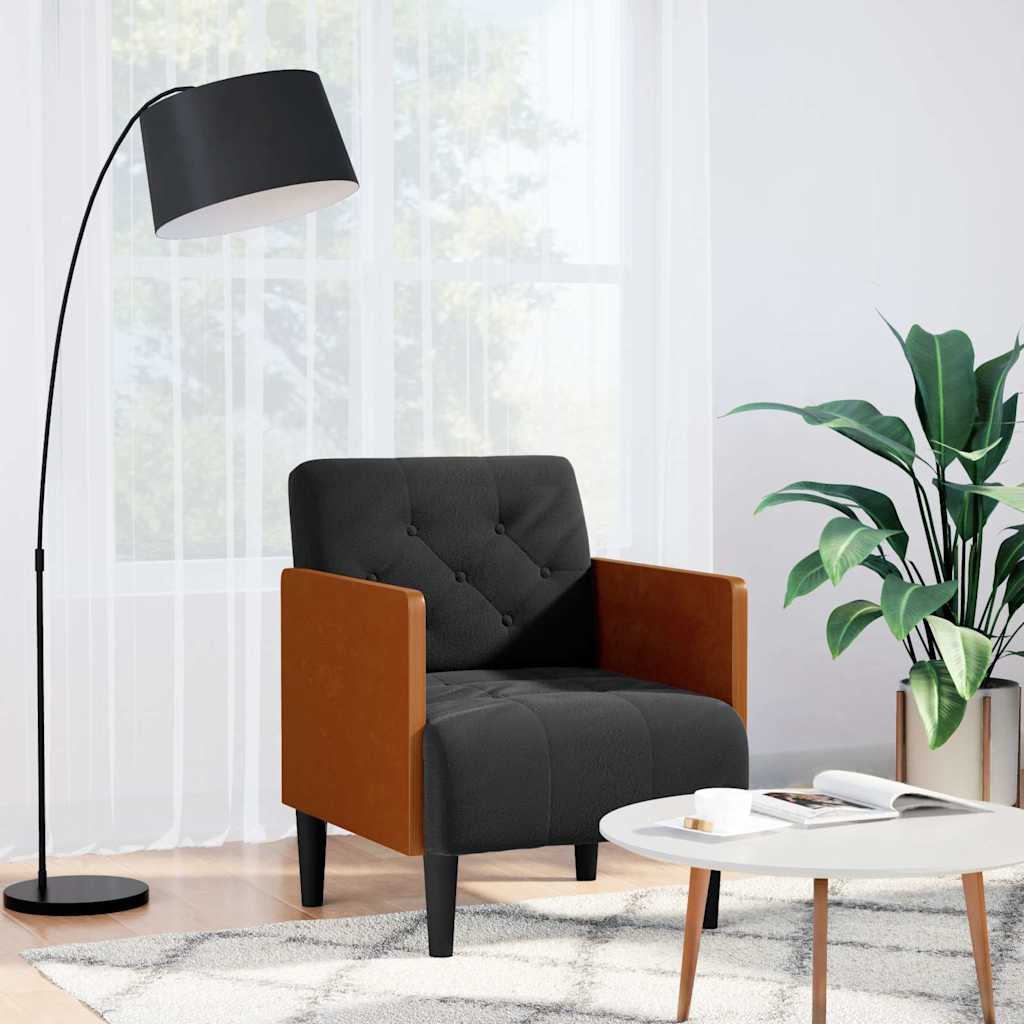 4100597_1.jpg vidaXL Rozkladacia pohovka s podrúčkami, čierna, 55 cm, zamat – Obrázok 1