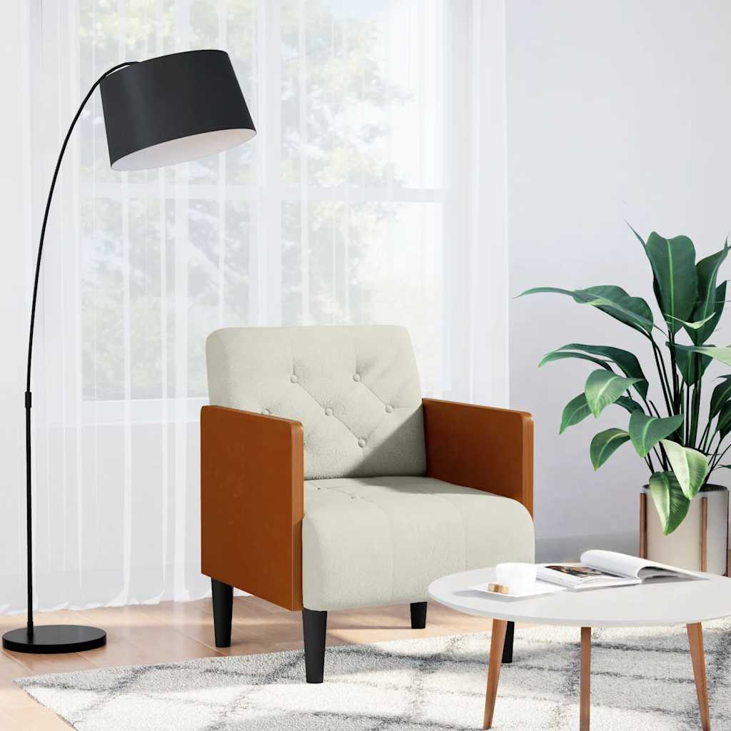 4100599_1.jpg vidaXL Rozkladacia pohovka s podrúčkami, krémová, 55 cm, zamatová – Obrázok 1