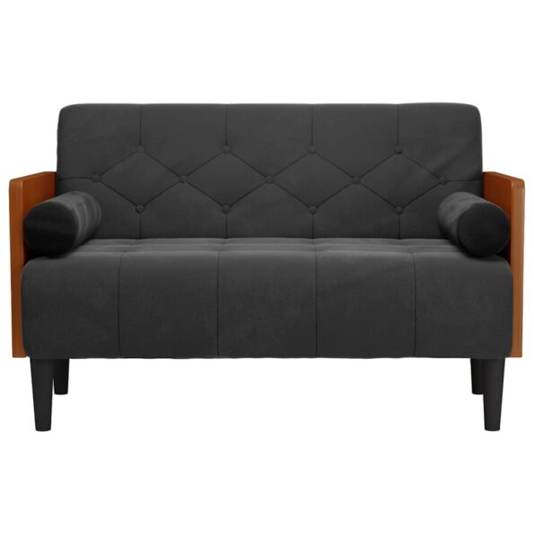 vidaXL Dvojpohovka s vankúšmi, čierna 110 cm, zamat – Obrázok 3