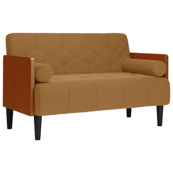 vidaXL Dvojpohovka s vankúšmi, hnedá, 110 cm, zamatová – Obrázok 2