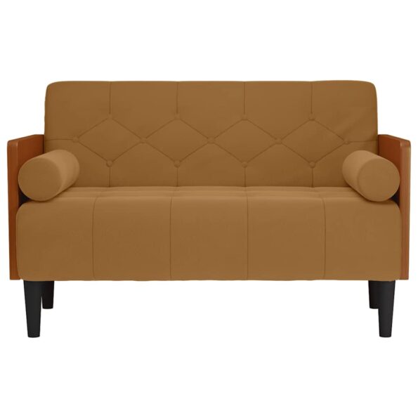 vidaXL Dvojpohovka s vankúšmi, hnedá, 110 cm, zamatová – Obrázok 3
