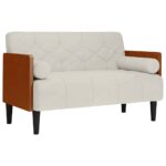 vidaXL Dvojpohovka s vankúšmi, krémová, 110 cm, zamat – Obrázok 2