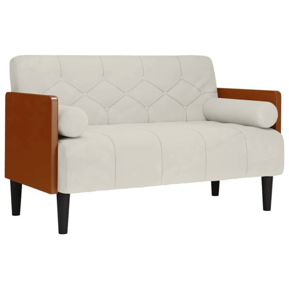 vidaXL Dvojpohovka s vankúšmi, krémová, 110 cm, zamat – Obrázok 2