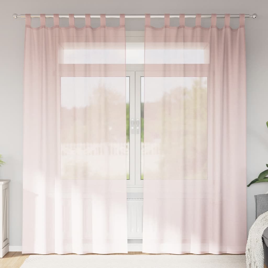 4102278_1.jpg vidaXL Voálové závesy so slučkami, 2 ks, svetloružové, 140x225 cm – Obrázok 1