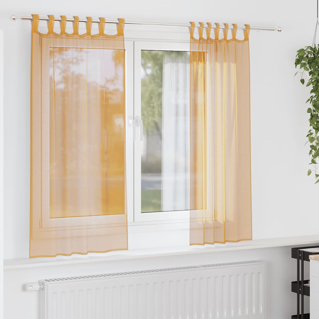 4102282_1.jpg vidaXL Voálové závesy so slučkami, 2 ks, oranžové, 140x175 cm – Obrázok 1