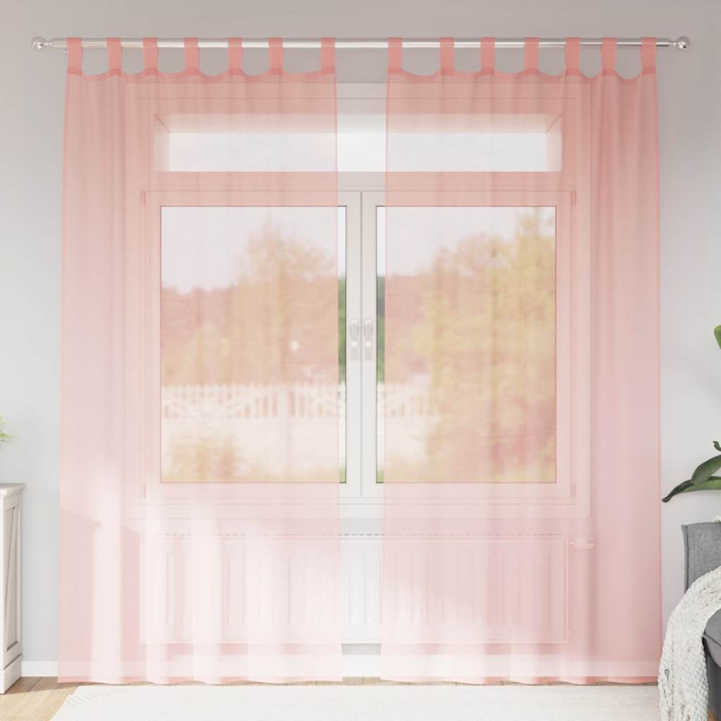4102289_1.jpg vidaXL Voálové závesy so slučkami, 2 ks, ružové, 140x245 cm – Obrázok 1