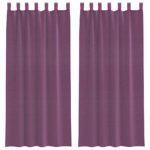 vidaXL Voálové závesy so slučkami, 2 ks, fialové, 140x225 cm – Obrázok 2