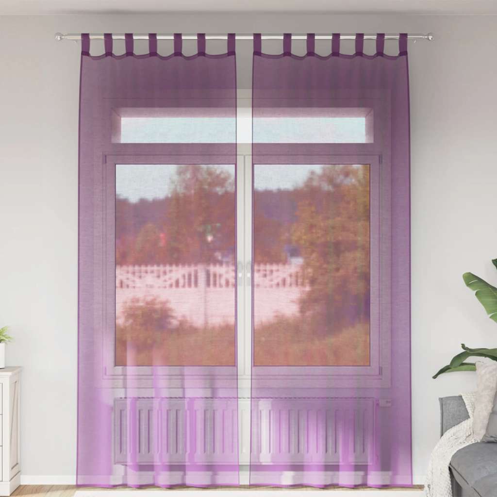 4102295_1.jpg vidaXL Voálové závesy so slučkami, 2 ks, fialové, 140x260 cm – Obrázok 1