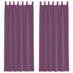 vidaXL Voálové závesy so slučkami, 2 ks, fialové, 140x260 cm – Obrázok 2