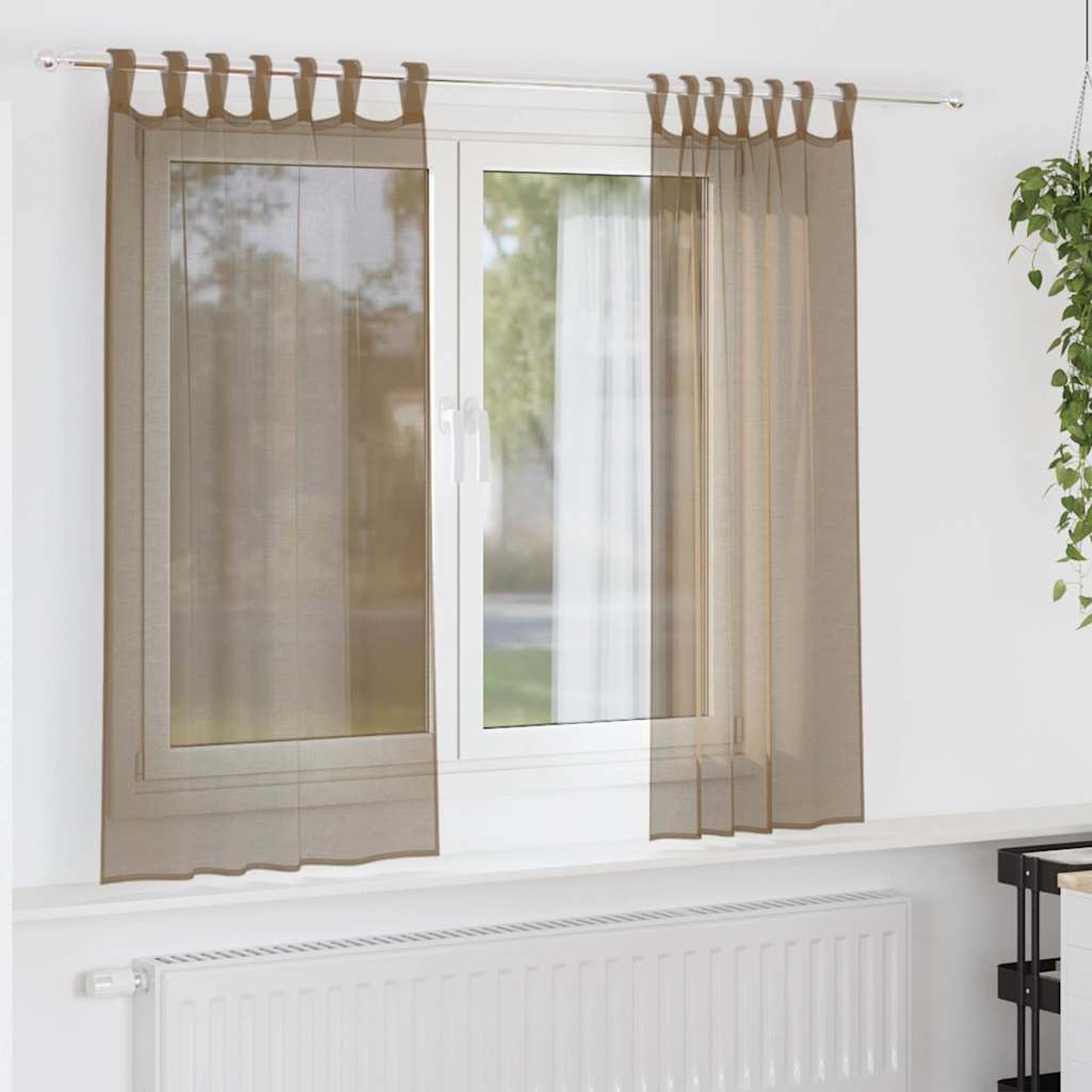 4102312_1.jpg vidaXL Voálové závesy so slučkami, 2 ks, svetlohnedé 140x175 cm – Obrázok 1