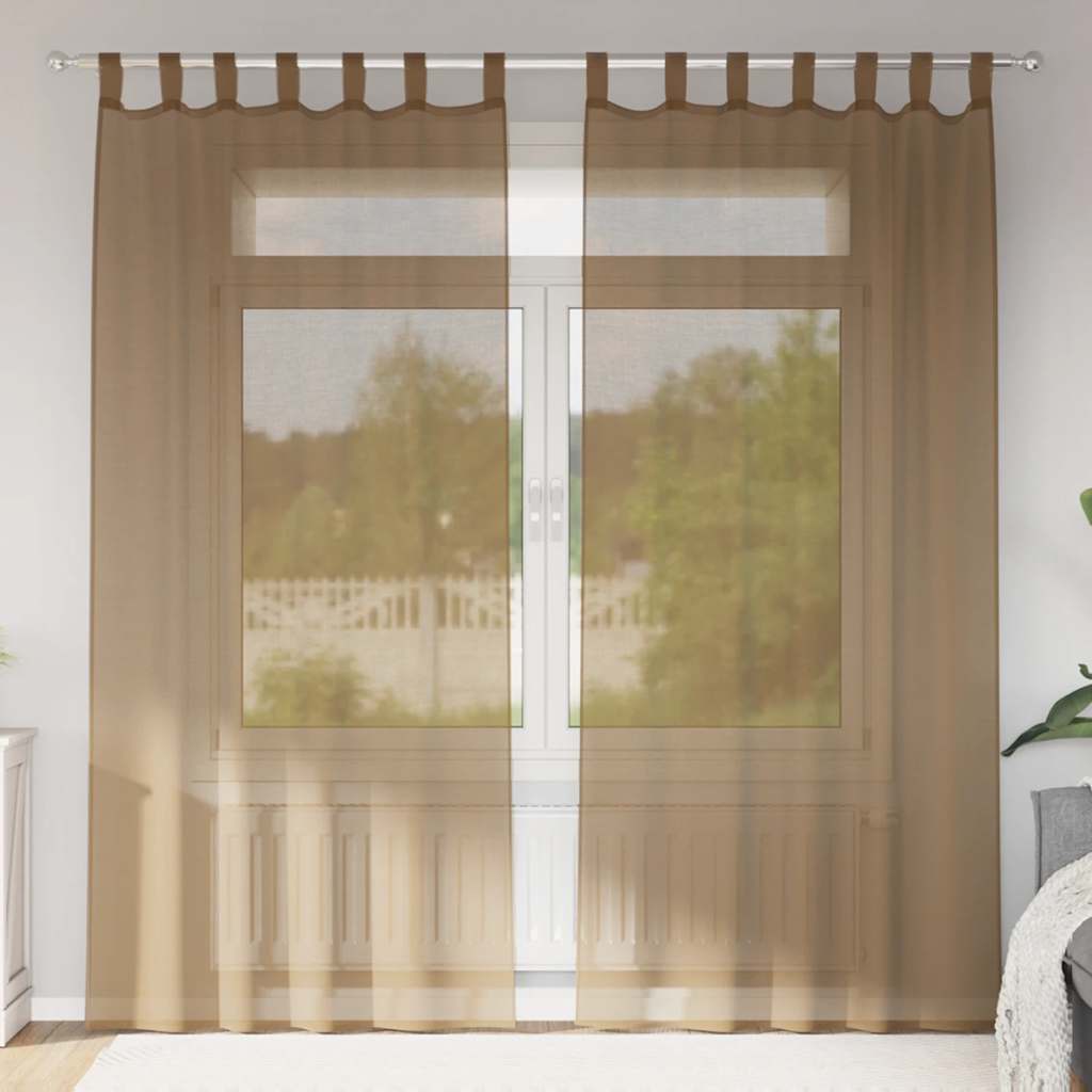 4102314_1.jpg vidaXL Voálové závesy so slučkami, 2 ks, svetlohnedé, 140x245 cm – Obrázok 1
