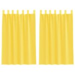 vidaXL Voálové závesy so slučkami, 2 ks, žlté, 140x175 cm – Obrázok 2