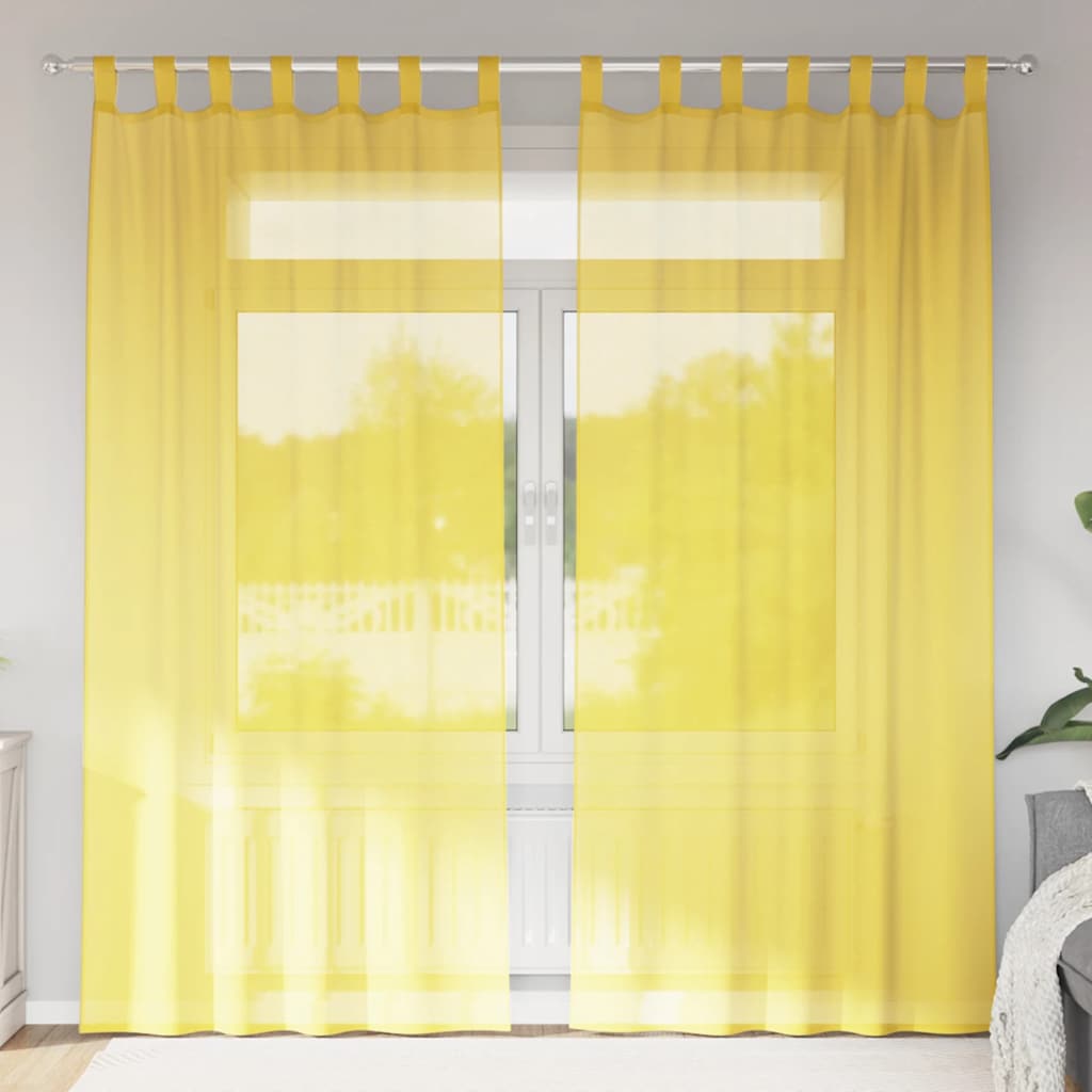 4102319_1.jpg vidaXL Voálové závesy so slučkami, 2 ks, žlté, 140x245 cm – Obrázok 1