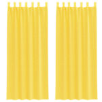 vidaXL Voálové závesy so slučkami, 2 ks, žlté, 140x260 cm – Obrázok 2