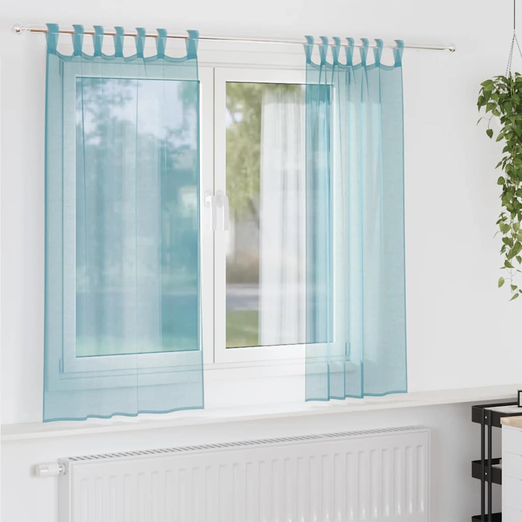 4102326_1.jpg vidaXL Voálové závesy so slučkami, 2 ks, tyrkysové, 140x140 cm – Obrázok 1