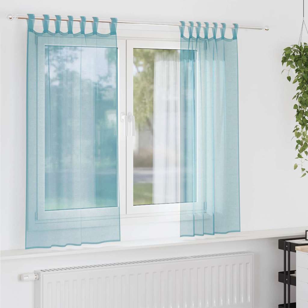 4102327_1.jpg vidaXL Voálové závesy so slučkami, 2 ks, tyrkysové, 140x175 cm – Obrázok 1