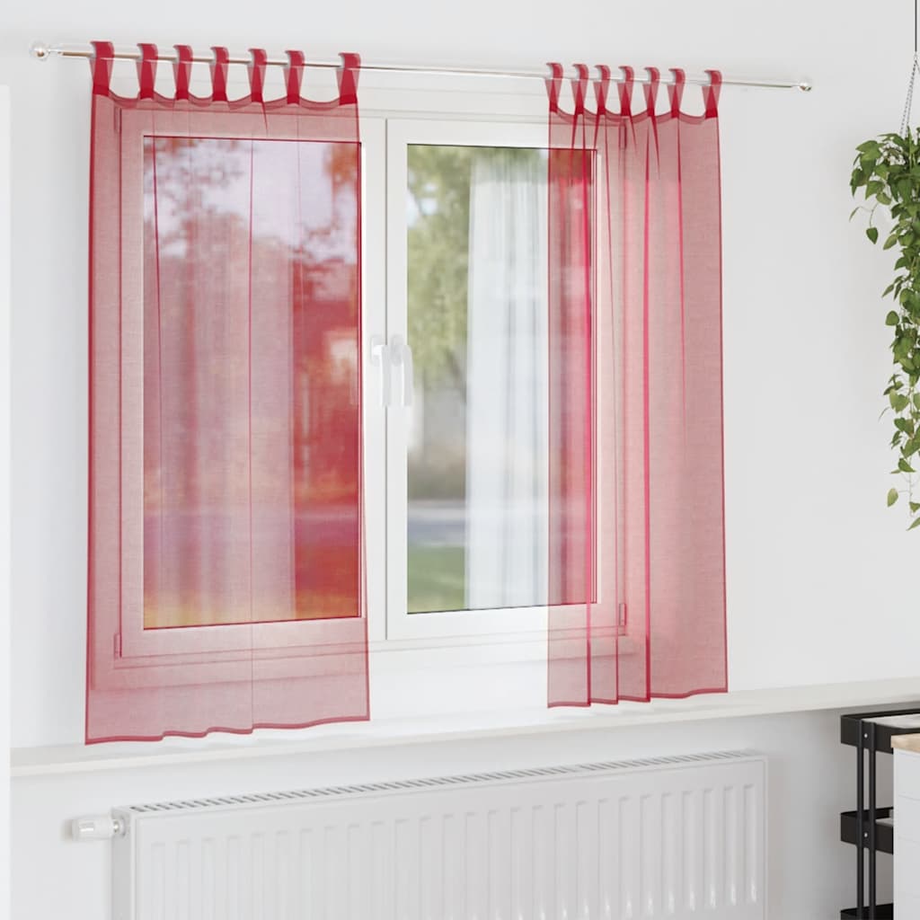 4102336_1.jpg vidaXL Voálové závesy so slučkami, 2 ks, vínovo červené, 140x140 cm – Obrázok 1