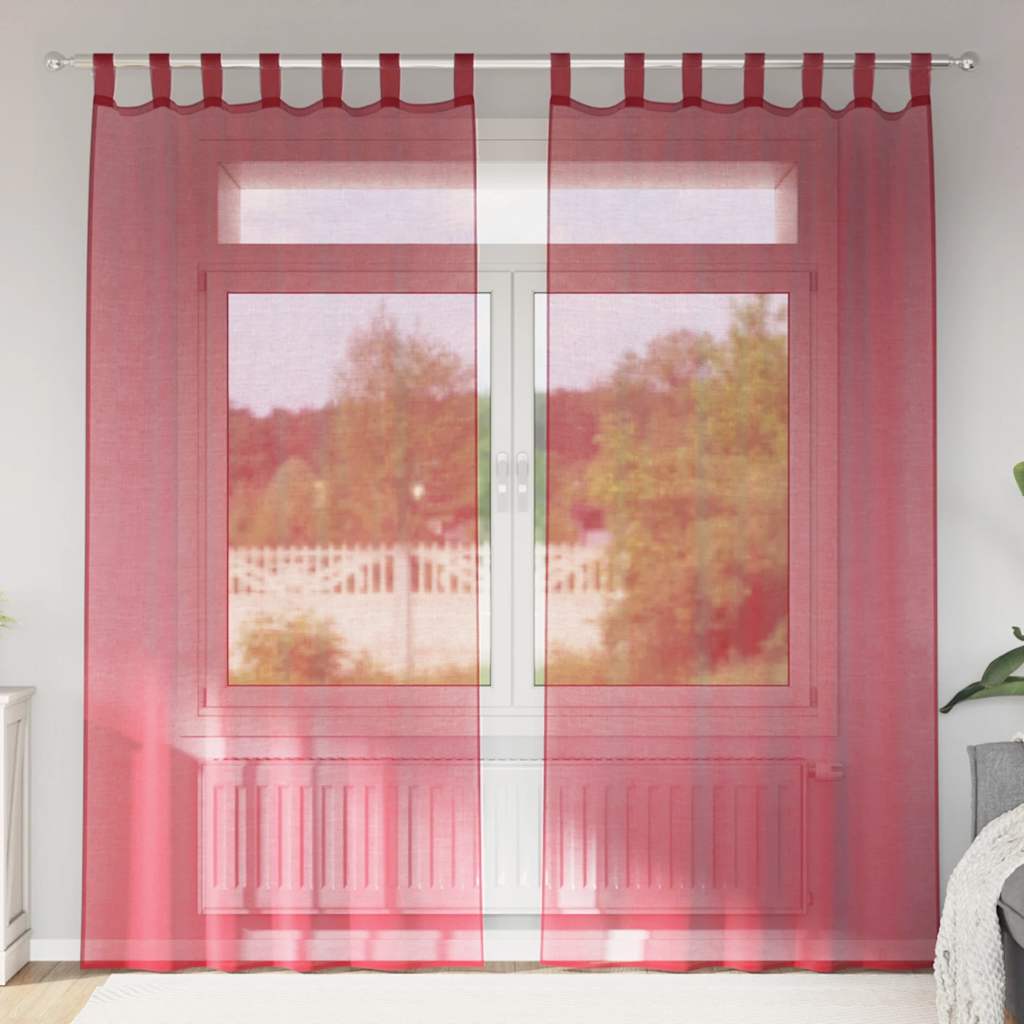 4102338_1.jpg vidaXL Voálové závesy so slučkami, 2 ks, vínovo červené, 140x225 cm – Obrázok 1