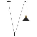 vidaXL Závesná lampa s nastaviteľnou výškou E27 lesklá čierna Ø 22 cm kovová – Obrázok 2
