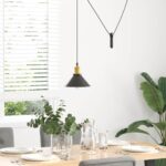 vidaXL Závesná lampa s nastaviteľnou výškou E27 lesklá čierna Ø 22 cm kovová – Obrázok 3